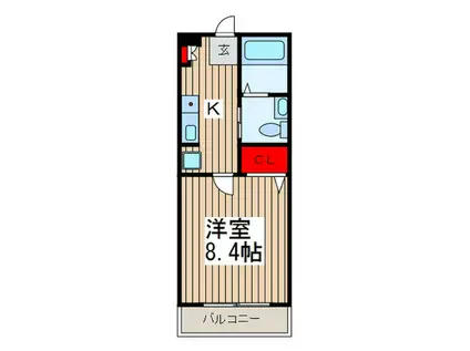 ティーレパルク宮代(1K/1階)の間取り写真