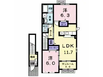 ファイン・フォレスト・ネオ(2LDK/2階)の間取り写真