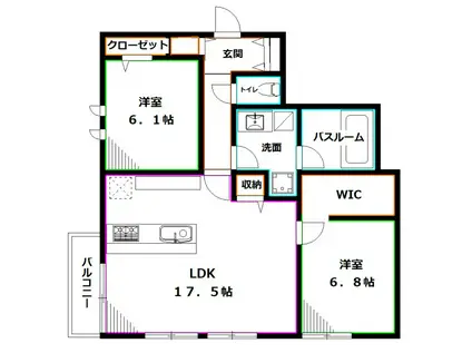 LA VIE RADIEUSE(2LDK/1階)の間取り写真