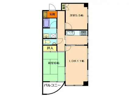 ネオ中ハイツ(2LDK/2階)の間取り写真