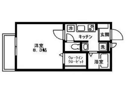 カーサはるひ野(1K/1階)の間取り写真