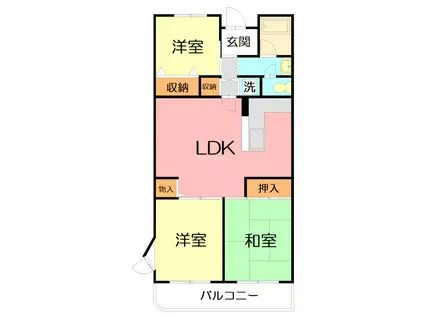 ビューハイム湘南(3LDK/4階)の間取り写真