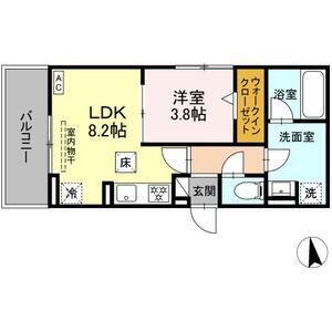 ノクターン内山(1LDK/1階)の間取り写真