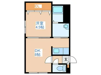 ブランノワールノルド(1DK/5階)の間取り写真