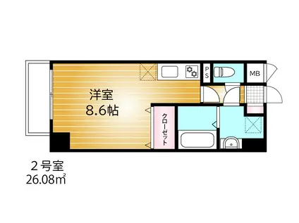 カサブランカ木場(ワンルーム/1階)の間取り写真