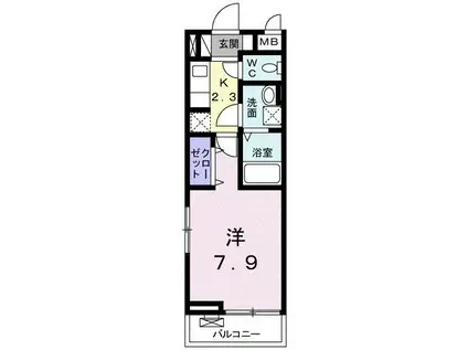 グリーンコート D(1K/1階)の間取り写真