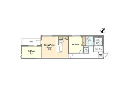 エスパシオ六条(2LDK/1階)の間取り写真