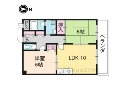 ラフィーネ山科(2LDK/3階)の間取り写真