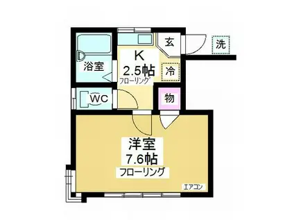 ドリームパレス長瀬II(1K/1階)の間取り写真