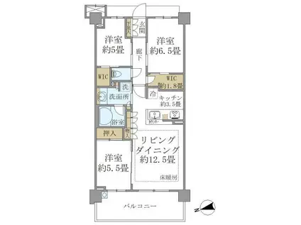 BRILLIACITY横浜磯子A棟(3LDK/6階)の間取り写真
