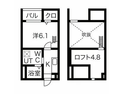 アラブランシュ中村 (1K/2階)の間取り写真