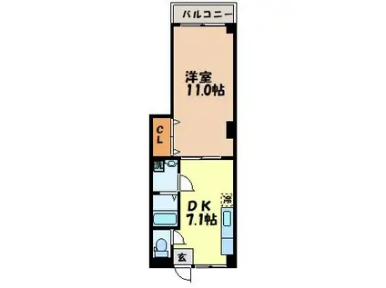 コーポラスハーモニー(1DK/2階)の間取り写真