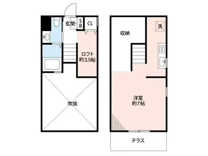 アパートメントカサイII(ワンルーム/1階)の間取り写真