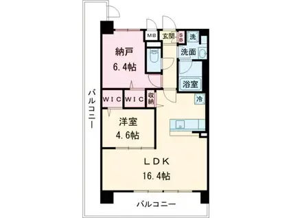 フェンテイーストII(1SLDK/7階)の間取り写真
