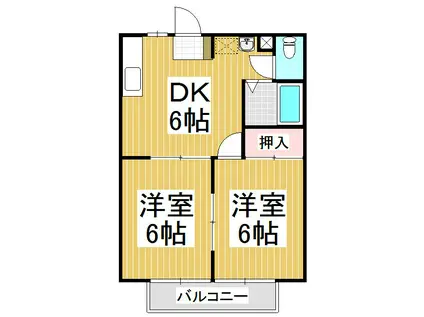 ハイツ有明(2DK/2階)の間取り写真