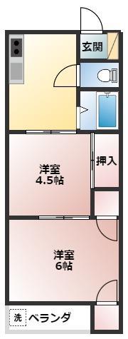 下沖ハイツ(2K/2階)の間取り写真