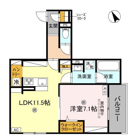 CHAINON(1LDK/2階)の間取り写真