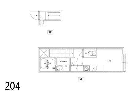 ソルナクレイシア桜新町II(ワンルーム/2階)の間取り写真