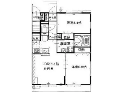 クローバー(2LDK/1階)の間取り写真