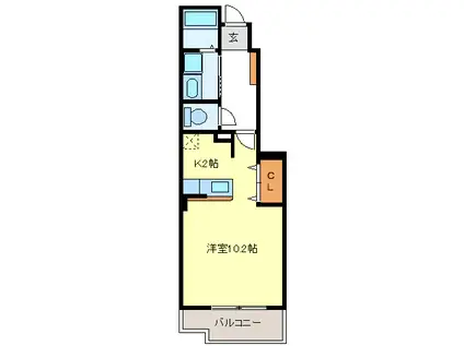 パインテールヴァリィ A・B(1K/1階)の間取り写真