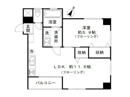 T-FLAT(1LDK/2階)の間取り写真