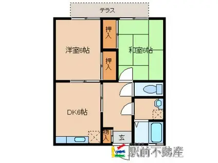 ピュアワールド(2DK/1階)の間取り写真