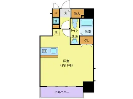 ライジングプレイス浅草(ワンルーム/12階)の間取り写真