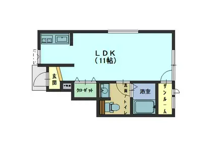 サン・クオーレ内日角(ワンルーム/1階)の間取り写真