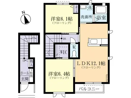 グランドソレイユD(2LDK/2階)の間取り写真