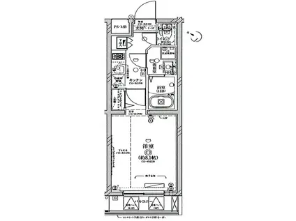 ディアレイシャス池尻大橋(1K/4階)の間取り写真