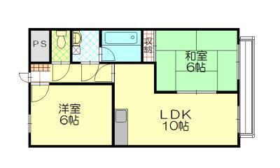カルディア山王(2LDK/4階)の間取り写真