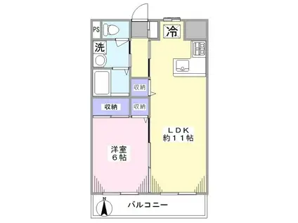第6グリーンハイツ(1LDK/3階)の間取り写真