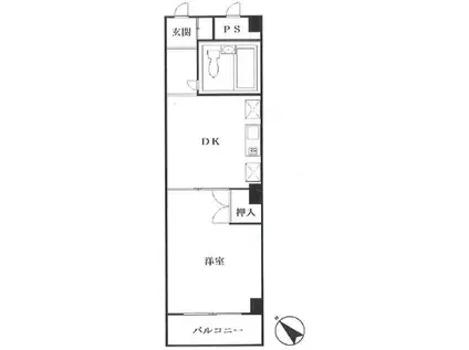 オークビル(1K/4階)の間取り写真