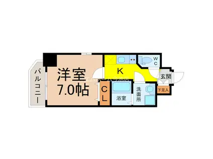 エステムコート名古屋新栄IIIグローリィ(1K/6階)の間取り写真