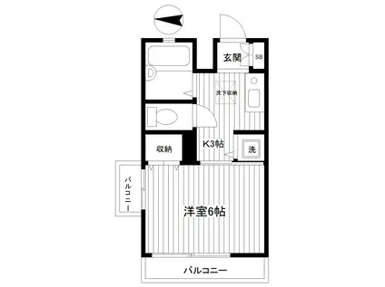 BLUE MALLOW鎌谷(1K/1階)の間取り写真