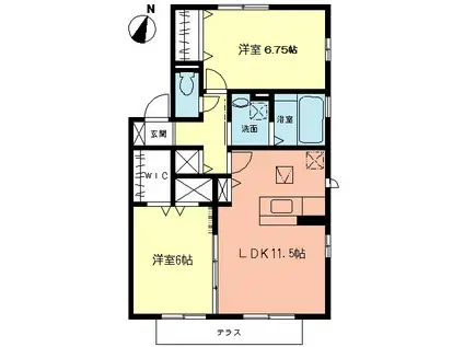 小田急江ノ島線 鶴間駅 徒歩21分 2階建 築19年(2LDK/1階)の間取り写真