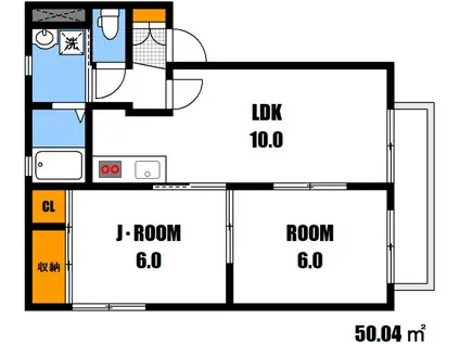ILEXHEIM B棟(2LDK/2階)の間取り写真