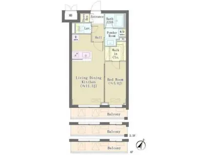 バルム下馬(1LDK/1階)の間取り写真