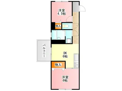 豊田第3コーポラス(2DK/2階)の間取り写真