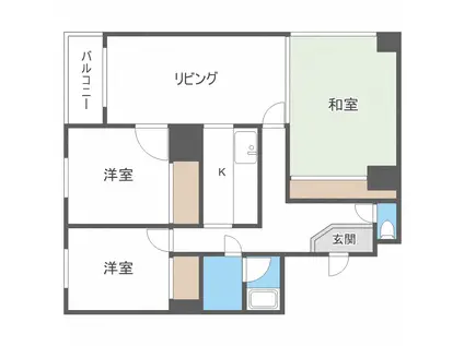 カネ山マンション(3LDK/8階)の間取り写真