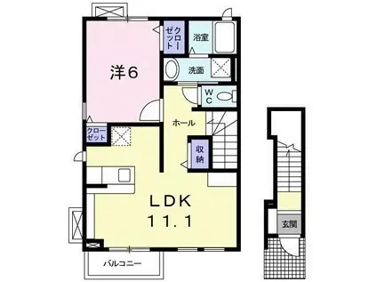エクロジオンⅠ(1LDK/2階)の間取り写真