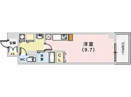 カスタリア三宮(1K/13階)の間取り写真
