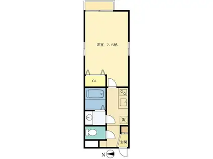 RECESS FLAT(1K/3階)の間取り写真