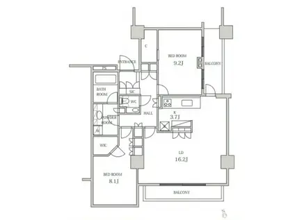 パークコート麻布十番(2LDK/17階)の間取り写真