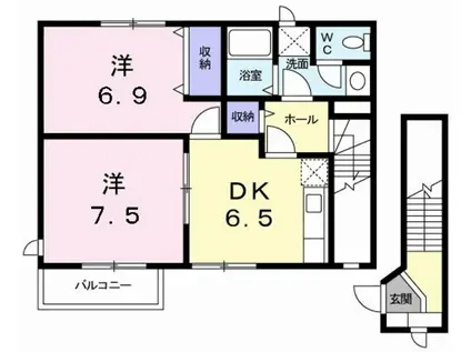 ヴィラシャルマンII(2DK/2階)の間取り写真