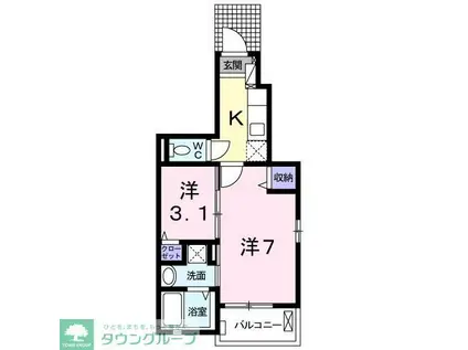 スペチアーレ平岡(2K/1階)の間取り写真