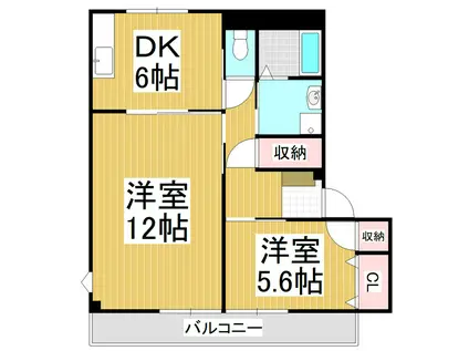 ムーングローリA(2DK/1階)の間取り写真