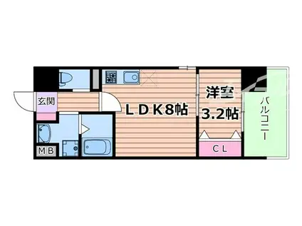 ビガーポリス486与力町公園II(1LDK/11階)の間取り写真