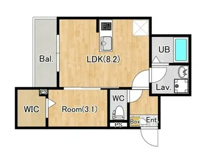ジーメゾン伊勢原デルタ(1LDK/2階)の間取り写真