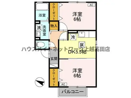 グレイスパル箱崎(1K/2階)の間取り写真